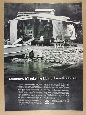 1967 VW Volkswagen Campmobile Bus Camping Campsite Photo Vintage Print Ad • $9.99
