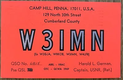 - QSL Card - Camp Hill Pennsylvania USA - W3IMN - 1973 - Harold German • $6