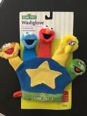 Sesame Street Washglove Wash Glove Cookie Elmo Big Bird Oscar Rosita New In Pack • $17.99