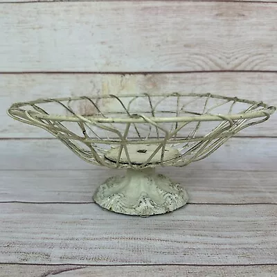 Shabby Chic Outdoor Rustic Metal Basket Planter Pedestal Stand Fruit Bowl • $34.95