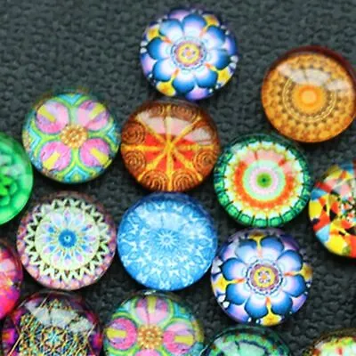 Round Mosaic Tiles Glass Patchwork Tile Flower Butterfly Pattern Stones 50Pcs • $15.78