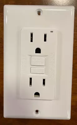 15A GFCI Self-Test Receptacle 125V Outlet W/Cover- White NEW (15 Amp 120V 110V) • $7.95