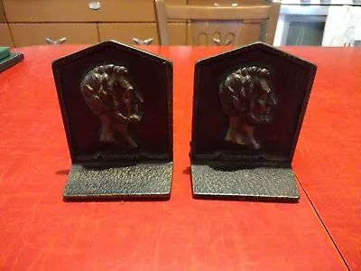 Vintage Old Cast Iron Bookends Abraham Lincoln Honest Abe Profile Collectible • $49.95