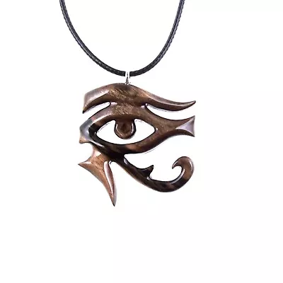 Eye Of Horus Necklace Pendant - Hand-Carved Egyptian Wooden Amulet For Men Women • $30.95