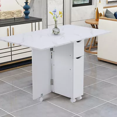 Extendable Dining Table With Storage Unit Kitchen Foldable Tables On 4 Wheels UK • £89.95