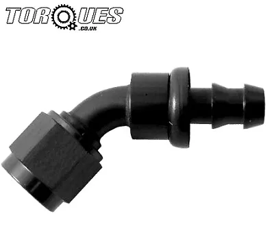 £10.49 • Buy AN -6 (6AN AN6) 45 Degree 8mm 5/16  Barb Push On Hose Fitting In Black