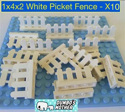 LEGO Fence 1x4x2 White Picket Fence Gate Wall Paled X10 NEW • $11.38