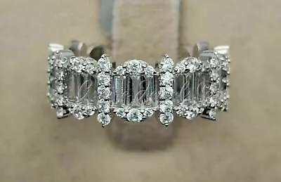 4.30ct Baguette Cut Eternity MOISSANITE Ring Wedding Band Solid 14k White Gold  • $332.49