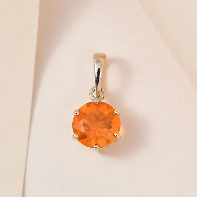 Mexican Fire Opal Pendant Necklace White Gold Pl Opal Pendant October Birthstone • $129.59