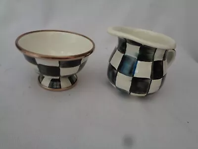 MacKenzie Childs Black And White Courtly Check  Creamer And Sugar Bowl • $60
