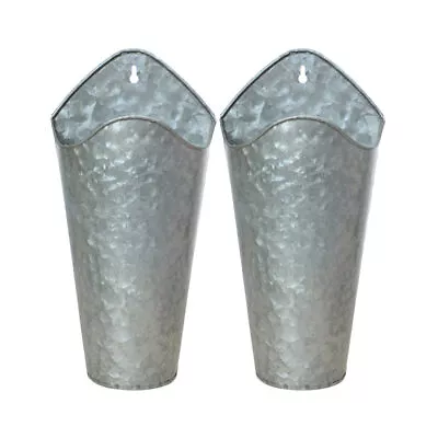 Galvanized Metal Wall Planter - Hanging Wall Vase For Succulents (2pcs) • £20.28