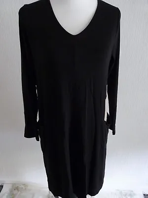 £16.99 • Buy Yong Kim Drop Pocket Black / Taupe Tunic Dress Size 10  (c049)