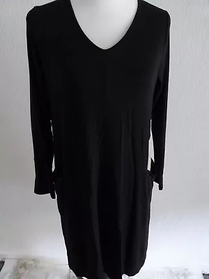 Yong Kim Drop Pocket Black / Taupe Tunic Dress Size 10  (c049) • £16.99