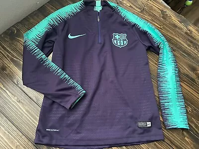 NWT RARE 2018 FC Barcelona Soccer Kids Tracksuit Warm Up Kit Youth Med Size 12 • $44.95