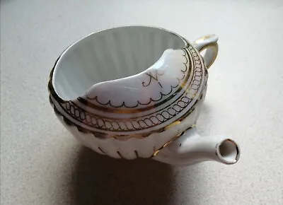 Vintage Porcelain Gilded Fluted Opaline Glaze Invalid Cup • £7.99