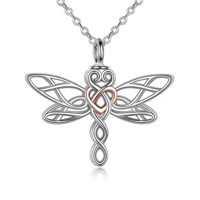 Cremation Jewellery Urn Necklace Pendant Dragonfly Celtic Knot Memorial Locket • £4.04