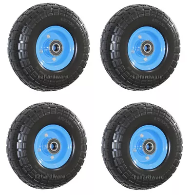 2pc 4pcs 10 Solid Rubber Trolly Wheels Tyre 20mm Bore 4.10/3.5-4 Flat Free Truck • $32.50