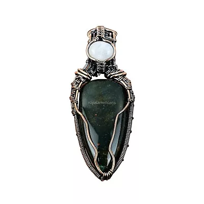 Bloodstone Gemstone Jewelry Copper Gift For Sister Wire Wrapped Pendant 2.6  • $19.20