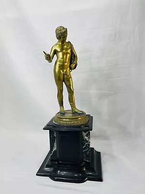 Benedetto Boschetti (1820-1870) Narcissus Gilt Bronze Sculpture Marble Plinth • $498