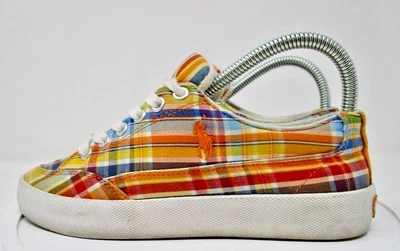 $8.96 • Buy Polo Ralph Lauren Shoes Womens 6.5 Pony Plaid Orange Blue Yellow Sneakers Ladies