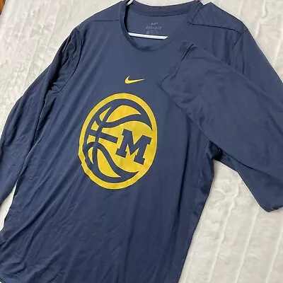 Nike Dri-Fit Michigan Basketball Long Sleeve Navy Shirt Men’s Size L • $16.99