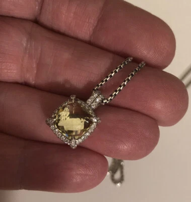 $400 • Buy David Yurman 925 Petite Chatelaine Lemon Citrine Diamond Pendant W/Chain, $750