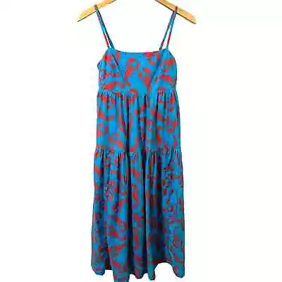 J. Crew Tie Back Maxi Dress 2P Petite Blue Lobster Cotton Lined Sundress NEW • $40.50