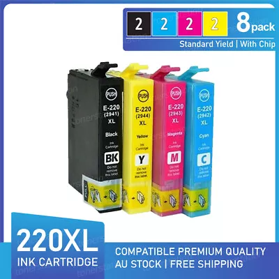 8x Generic Ink E-220XL Compatible For Epson XP420 XP324 XP220 WF-2630 2650 2750 • $24.90