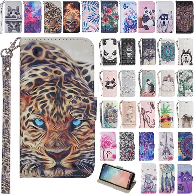$14.88 • Buy For Samsung S21 S20FE S9 S10+ J8 J5 Pro Patterned Leather Wallet Flip Case Cover