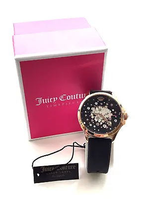 £42.95 • Buy Juicy Couture Ladies Black/Floral Rubber Strap Watch 