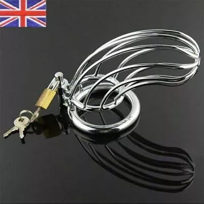 Large Male Cock Cage Silver Chastity Cage Device Delivery Bondage Restraint BDSM • £11.75