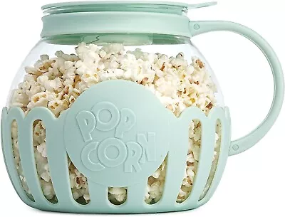 Micro-Pop Microwave Popcorn Popper:  Safe Glass Dishwasher Safe 3-Quart Aqua • $28.99