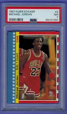 Michael Jordan 1987 Fleer Basketball Sticker Card #2 Psa 7 Nm 1987-88 Bulls Hof. • $139.99