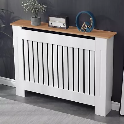 White Radiator Cover Cabinet Small Large Modern MDF Slat Wood Grill Furniture • £39.99