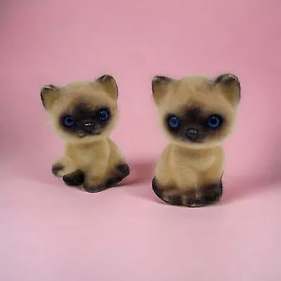 Vintage Josef Original Siamese Kitten Fuzzy Flocked Blue Eyes Cat Lot Of 2 • $21.97