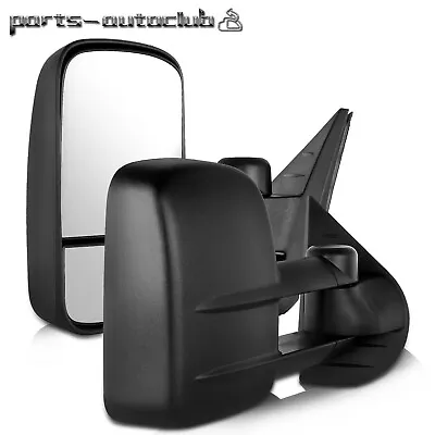 Pair Manual Tow Telescoping Mirrors For 07-14 Suburban Silverado Avalanche Tahoe • $63.64