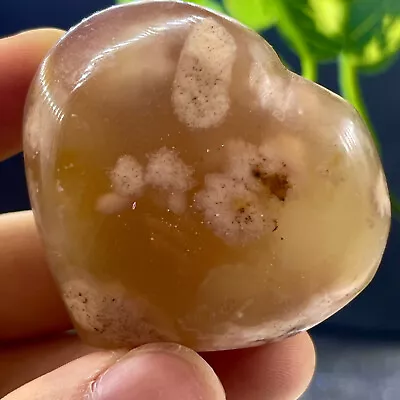 75G Natural Flower Agate Heart Crystal Carving - Healing Spiritual Reiki Gift • $0.99