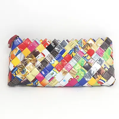 Nahui Ollin Candy Wrapper Red Patent Zippered Clutch/purse • $12.99