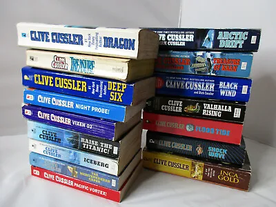 Clive Cussler Lot 16 Paperback Books Dirk Pitt Adventure Pacific Vortex & More • $19.81