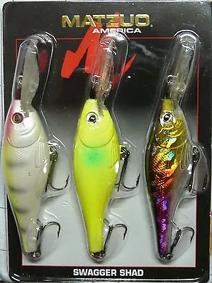 Pack Of 3 Matzuo Swagger Shad Freshwater Lures 5-15 Ft. Diver PP2-2 • $9.99