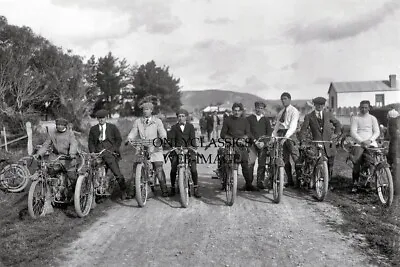 1914 MOTORCYCLE HILLCLIMB RACING LINEUP 24x36 PHOTO HARLEY DAVIDSON INDIAN YALE+ • $39.94