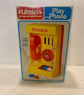 Vintage 1976 Playskool Play Phone Comes With 5 Coins Original Box • $55