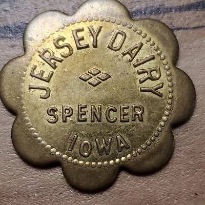 Spencer Iowa Jersey Dairy Good For Half Gallon Milk Trade Token *U75 • $8