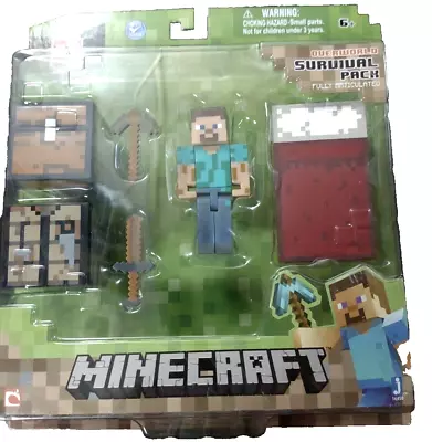 Minecraft Overworld Survival Pack Steve Series 1 Fully Articulated + Accessories • $15