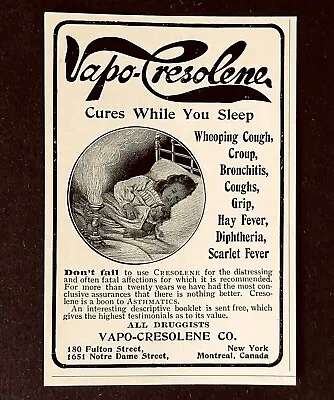 1904 Vapo Cresolene Quack Medicine Advertisement Cures Fevers Antique Print AD • $13.99