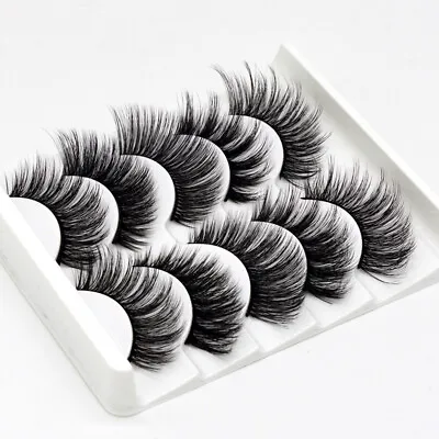 UK 10 Pair 3D Mink False Eyelashes Wispy Cross Long Thick Soft Fake Eye Lashes • £2.99