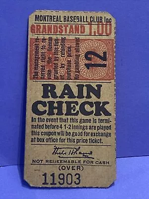 1930s-40 BASEBALL MONTREAL ROYALS GAME #12 TICKET STUB(HAROLD RACINE PRESIDENT) • $9.99