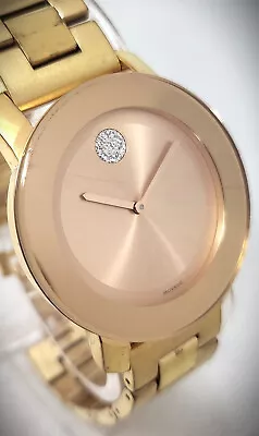 Movado Bold $695 Women's Rose Gold Blush Dial Crystal Dot Swiss Watch 3600086* • $90.99
