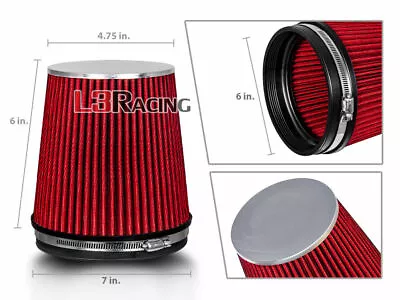 RED 6 Inches 6  152mm Inlet Cold Air Intake Cone TRUCK FILTER Mitsubishi • $21.59