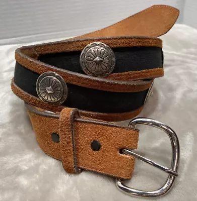 Nocona Men's Western Concho Belt Brown/Black Size 40 Made In TX USA • $30